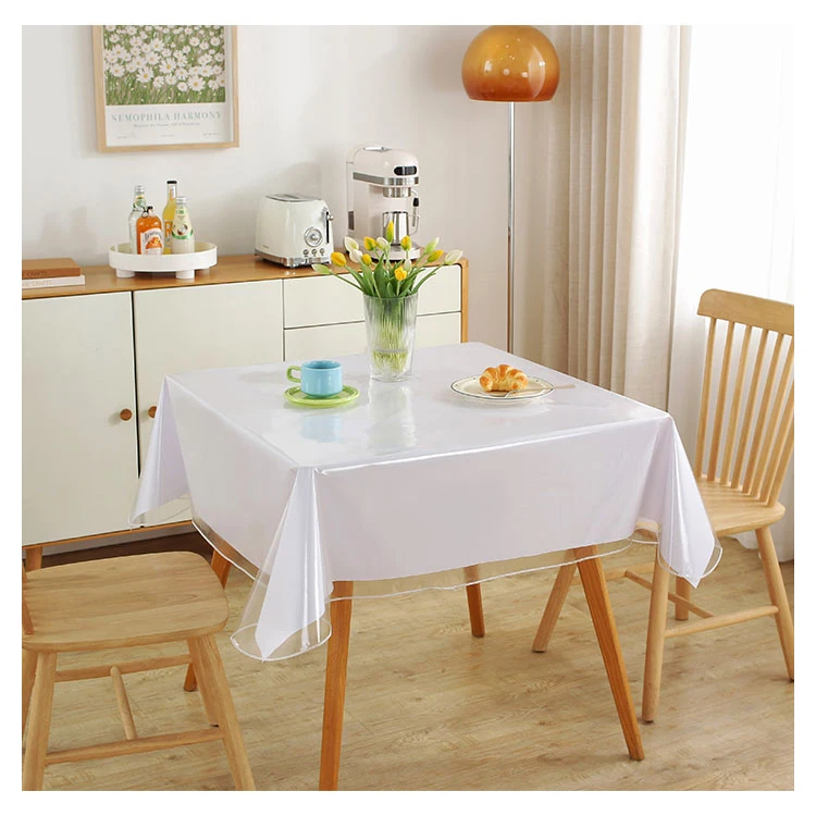 Customized Pvc Waterproof Oil Soft Film Clear Coffee Table Cover Desk Protector Pvc Tablecloth