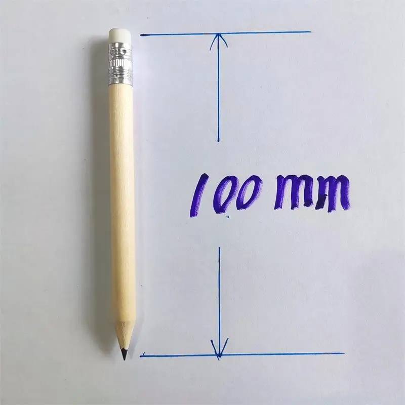 Pocket Portable Custom Logo Printing 10cm Mini Small Short Natural Wood Wooden HB Golf Pencils With Eraser