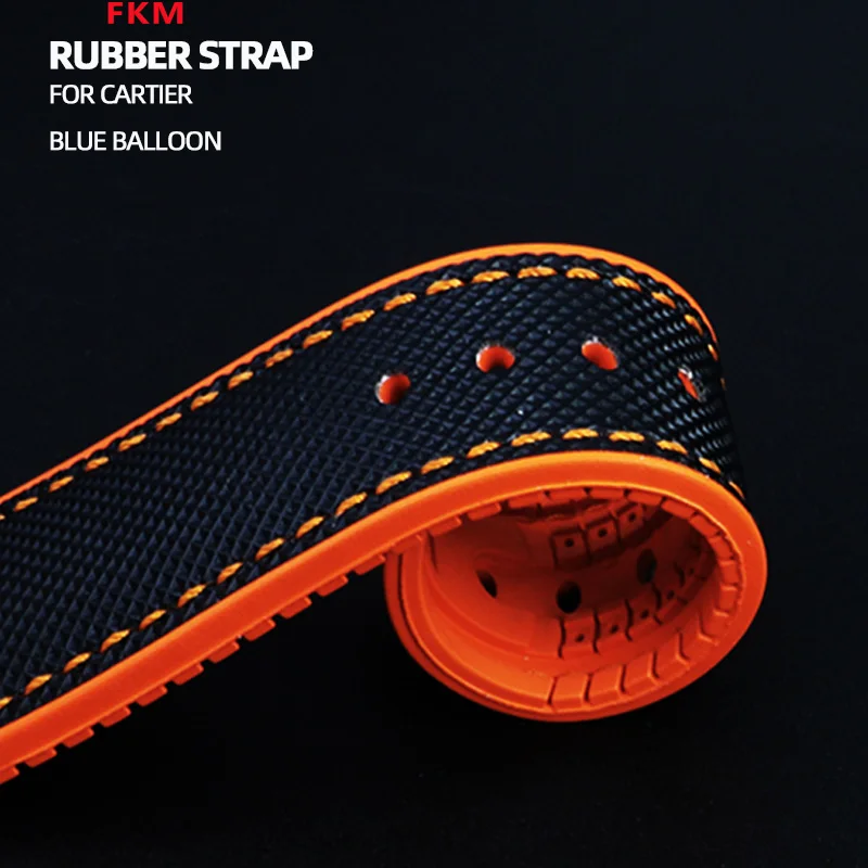 New Hybrid Carbon Fiber Canvas FKM Rubber Watch Band 20 21 22 23 24mmm Quick Release Watch Bracelet FKM Sailcloth Watch Strap