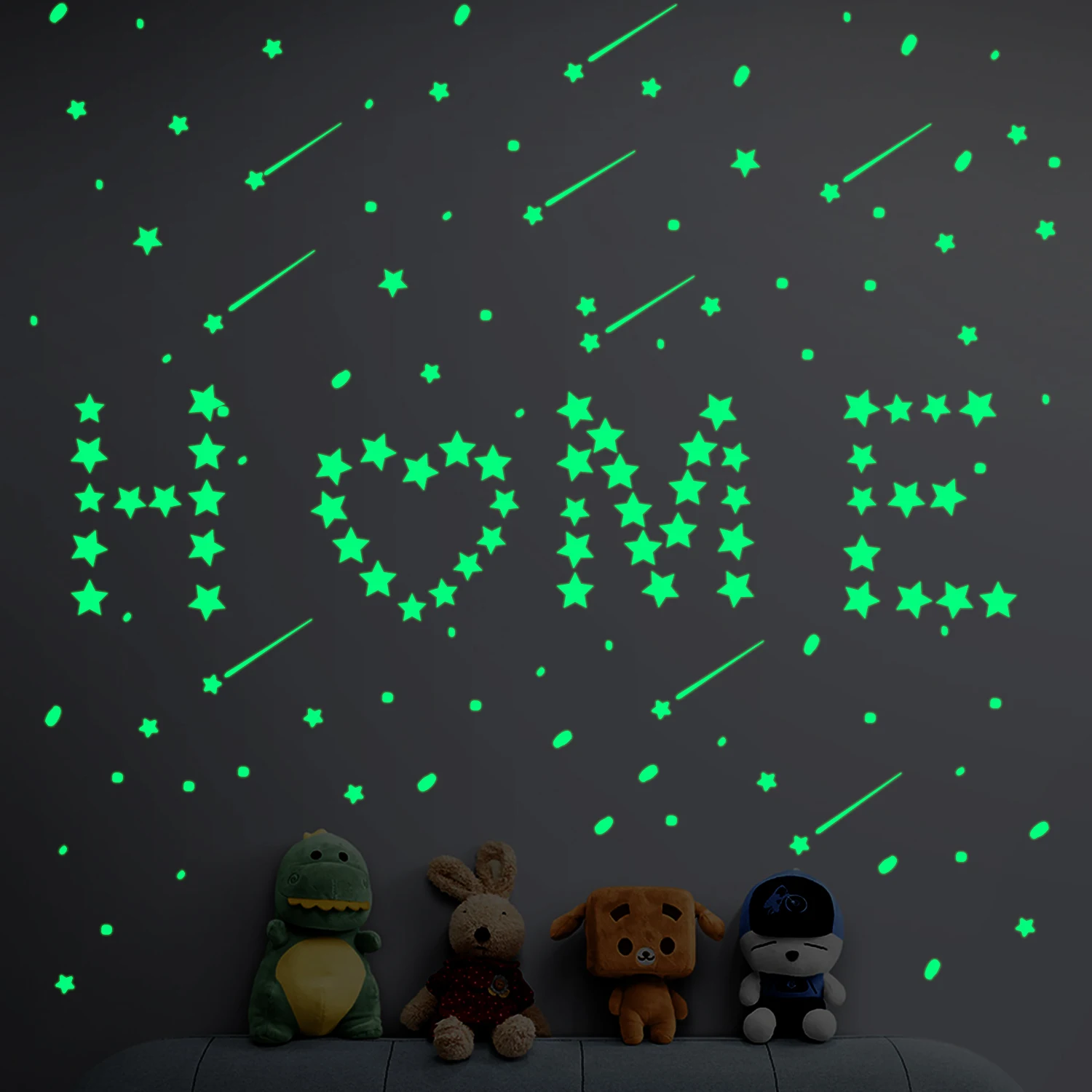 Customized removable vinyl glow in dark 3D children bedroom decor wall sticker