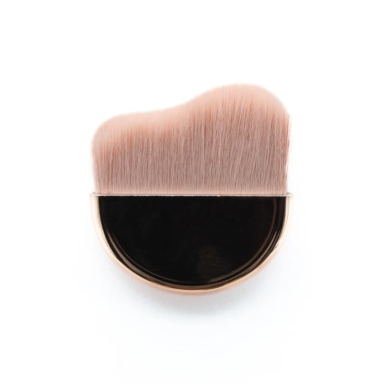 2024 Portable Gold Semicircle Powder Foundation Brush Easy Carry Mini Travel Makeup Brush Face Custom Logo Compact Blush Palette