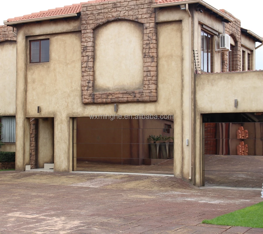 modern villa garage door aluminum frameless mirror panel glass garage door