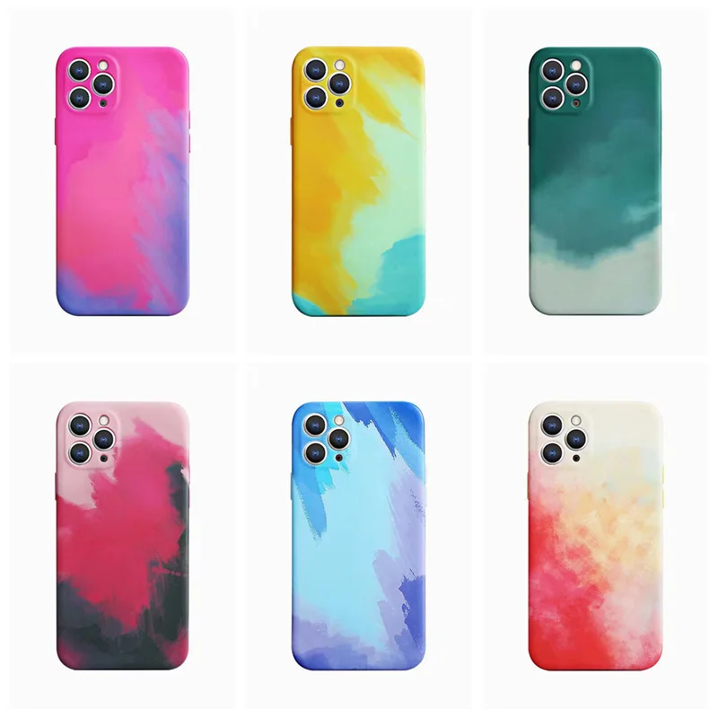 Custom Fashion Doodle Watercolor Water Stickers Soft Shell Anti-fall Shockproof Phone Case for iPhone 13 Pro Max