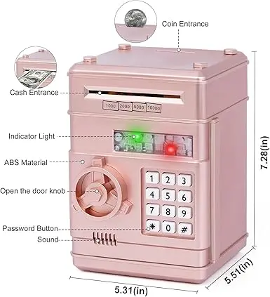 Refasy Piggy Bank Cash Coin Can ATM Bank Electronic Coin Money Bank for Kids-Hot Gift