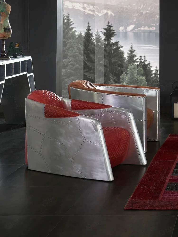 Industrial Style vintage Retro Leather American Accent Armchair