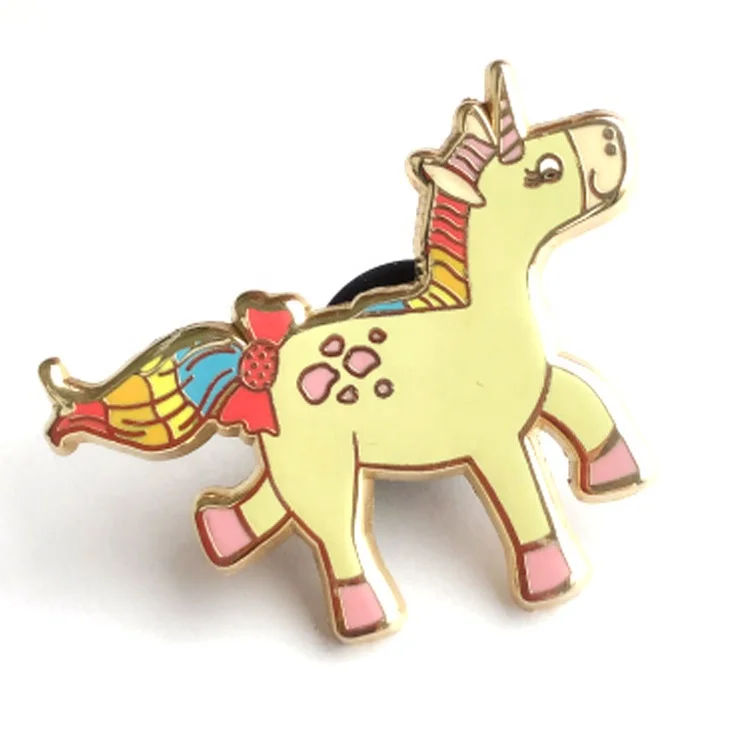 
wholesale custom logo gold plated Unicorn hard enamel pins 