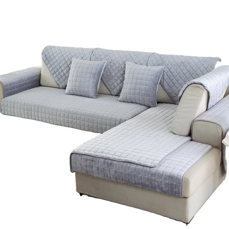 Wholesale washable high quality good stitching designs armchair furniture protector couch protector velvet sofa cover slipcover