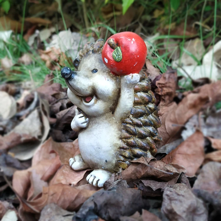 
Custom design garden decoration hedgehog, backyard animal decorative autumn crafts resin hedgehog figurine& 