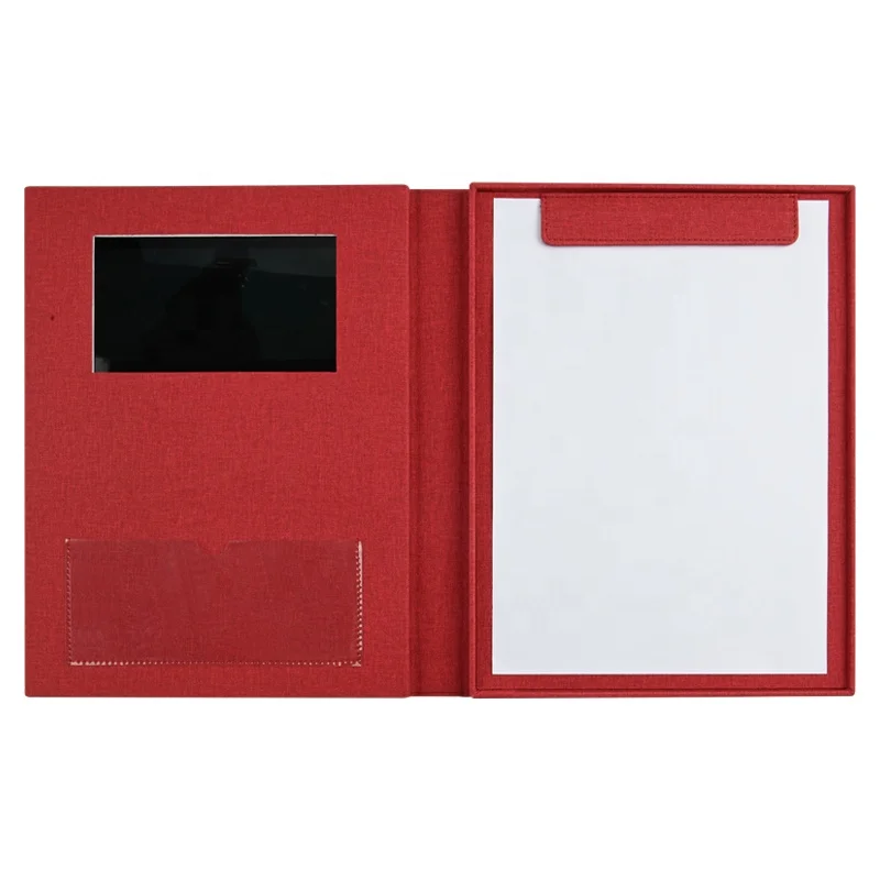 7 inch LCD MP4 player File Folder Luxury Leather Document Agenda Custom A4 Folders with Logo
