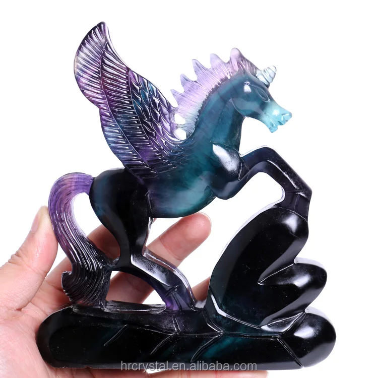
High Quality Natural Crystal Carved Rainbow Fluorite Pegasus wholesale For Gift 