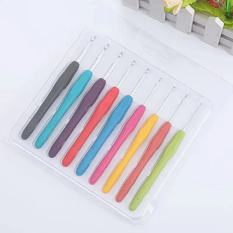 TPR silicone crochet set aluminum crochet hooks 9pcs/set