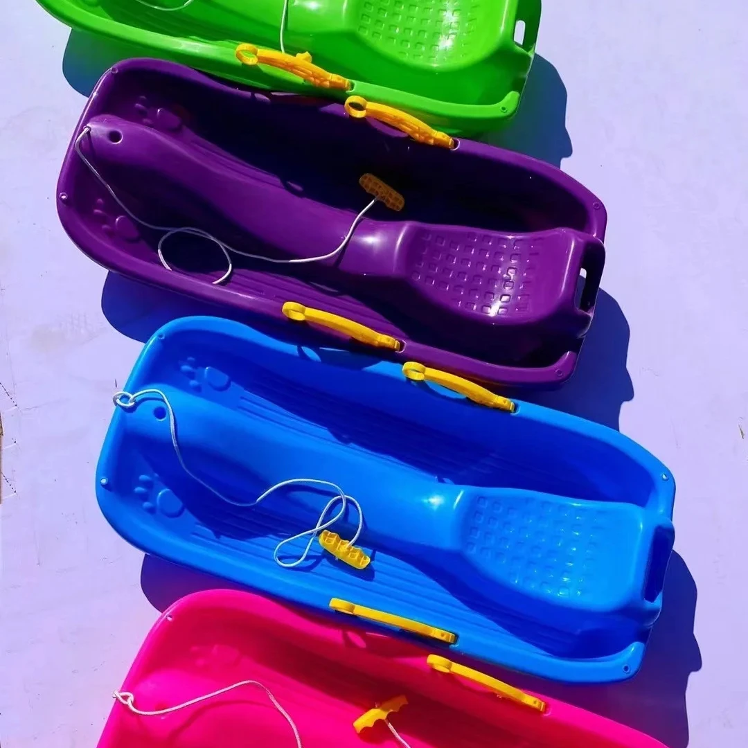 Durable Downhill Snow Sledge Sprinter Toboggan Snow Sled for Boys Girls Adults with Built-in Handles and Pulling Rope