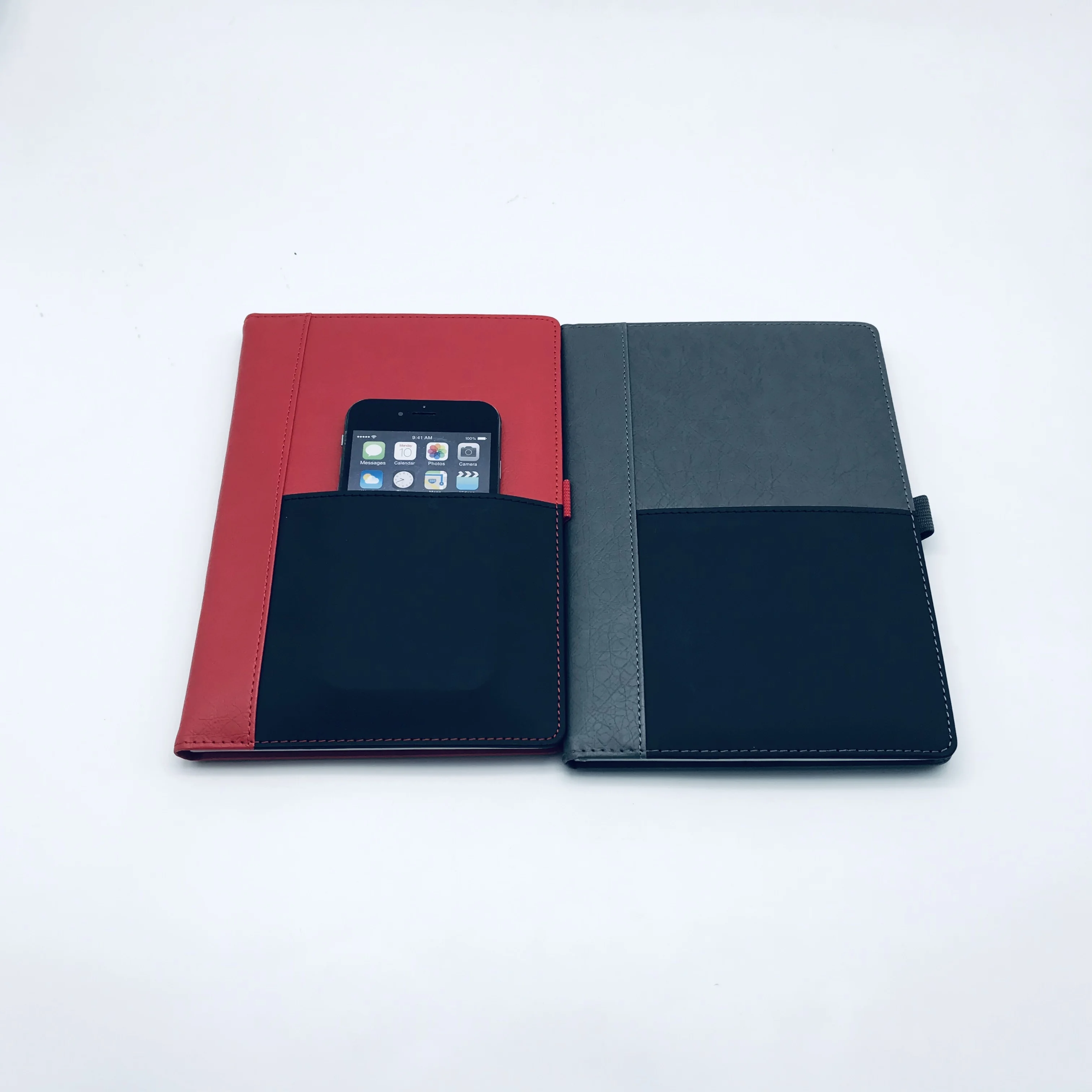 
Monthly Planner Custom White PU with Fly Page and Pocket On cover Notebook 