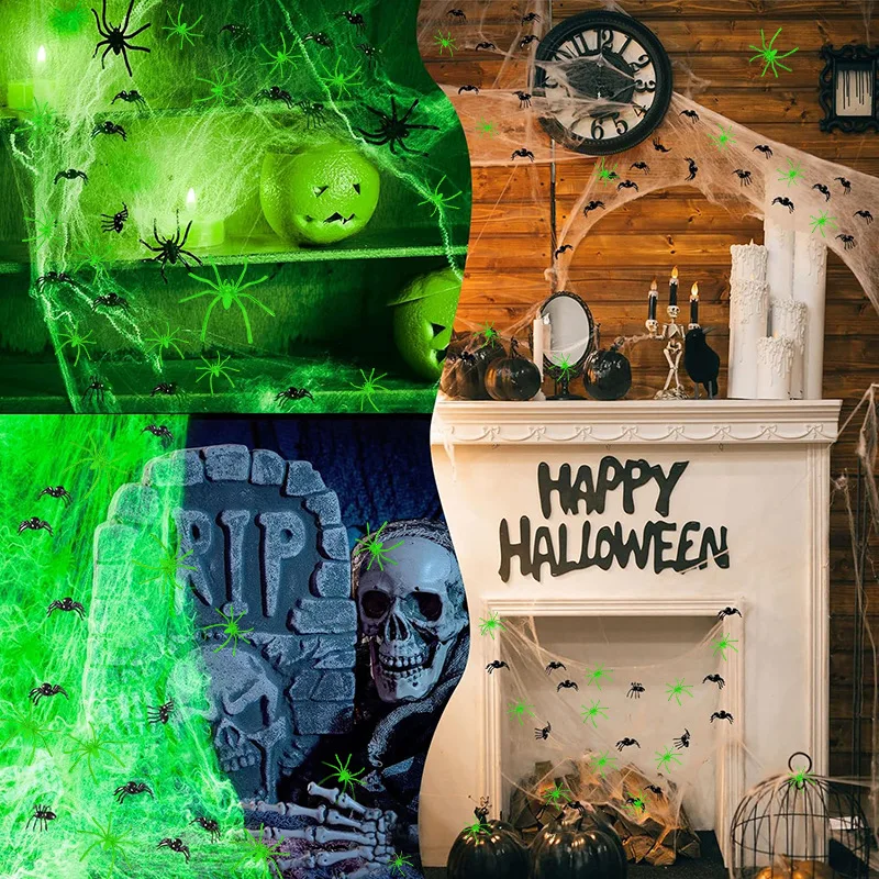 Glow-in-the-Dark Spider Horror Scene Props Spooky Haunted House Thriller Halloween Decorations Party Novelties Made of Plastic
