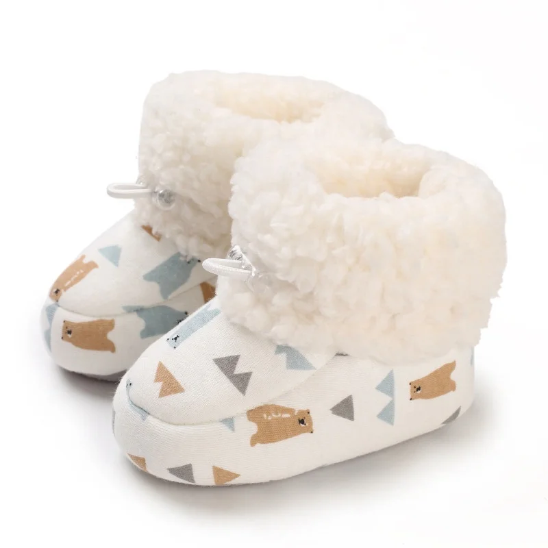 EVERTOP full printing berber fleece lining lovely infant winter loafers newborn baby snow shoes