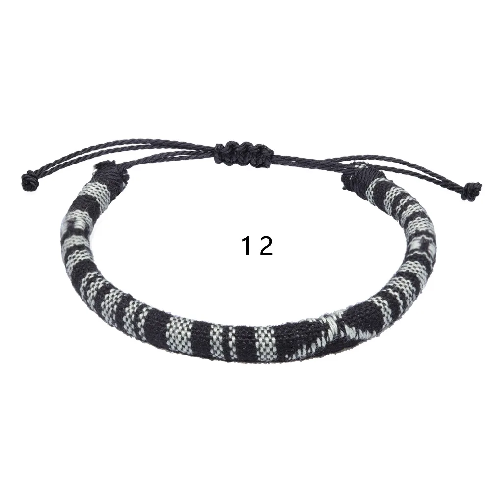 New Style Hand Made Custom Colored Irregular Flower Thread Woven Waxed Cotton Bracelet For Women Jewelry