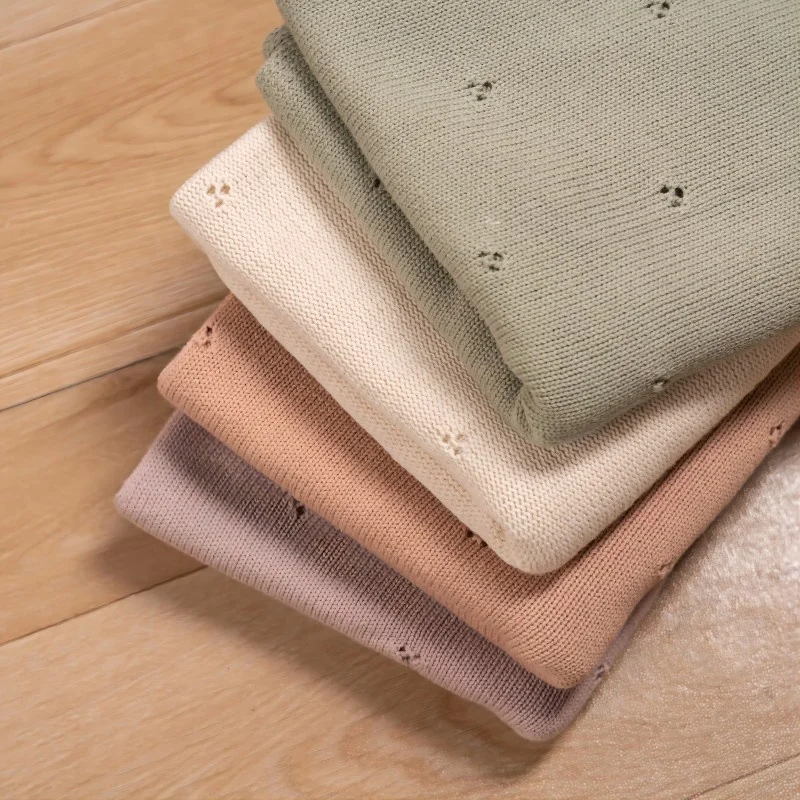 Custom wholesale soft cotton summer newborn baby receiving blankets heritage baby knitted blanket