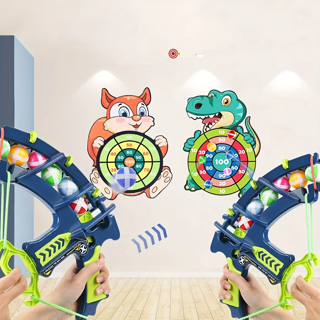 Hot selling Wholesale Cartoon Dinosaur Sticky Ball Bow Arrow Shooting Dart Board Target Sports and Leisure Game Toy for kids