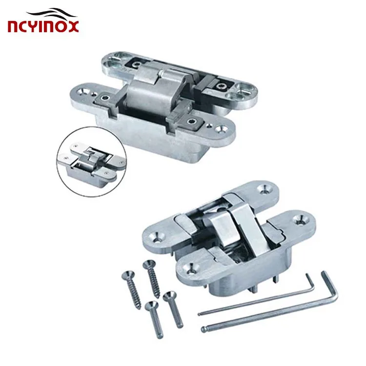 Heavy Duty Wood hidden cross hinge Zinc Alloy Mortise Mount Invisible Hidden Hinges