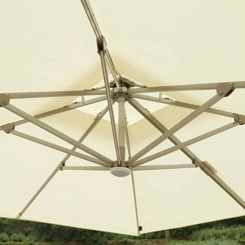 Patio Outdoor Garden Furniture  Roma Hanging Sunshade Parasol Sun Umbrella With Solar Lights