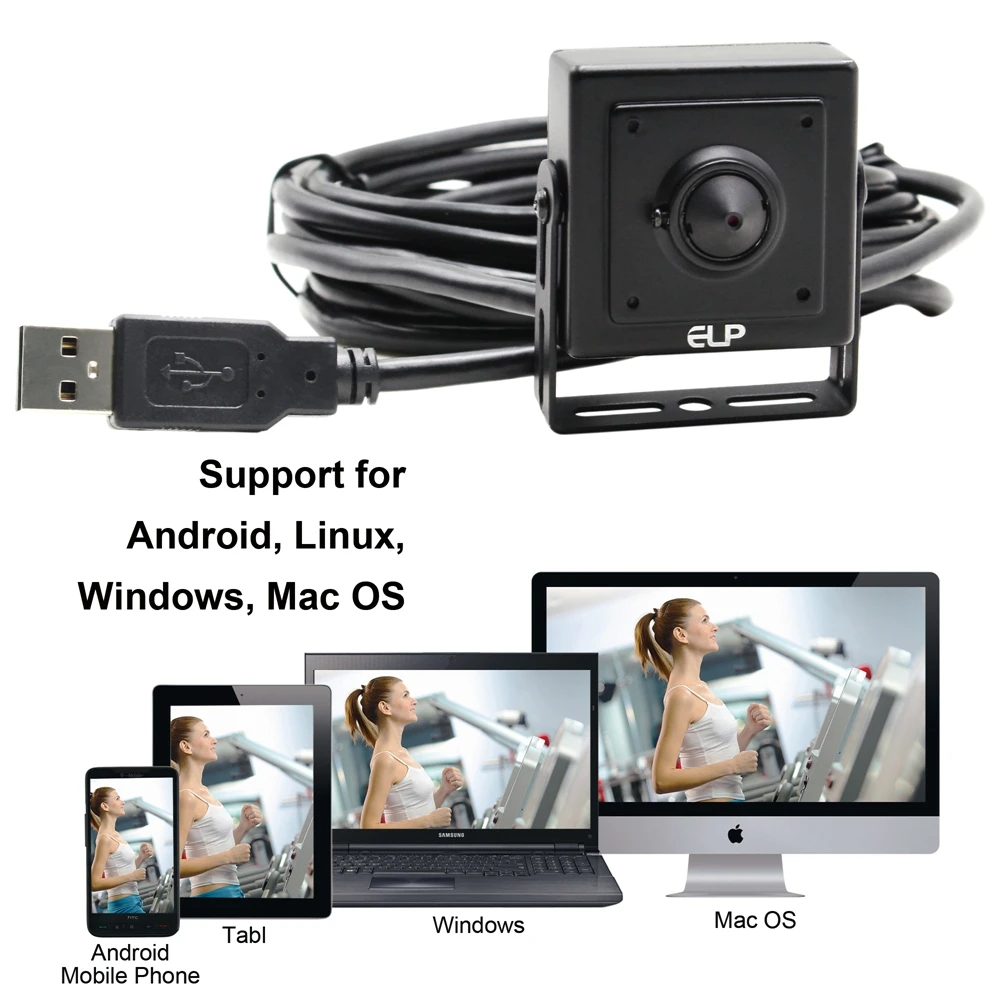 ELP Plug Play 3MP WDR UVC Webcam Full HD 1080p h.264 Mini Pin-hole USB Camera With Microphone