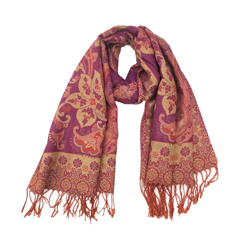 2024 New design Fashion Warm Winter Pashmina Shawl Flower Embroidered Tassel Scarf Cashmere Scarves Hijab Pashmina