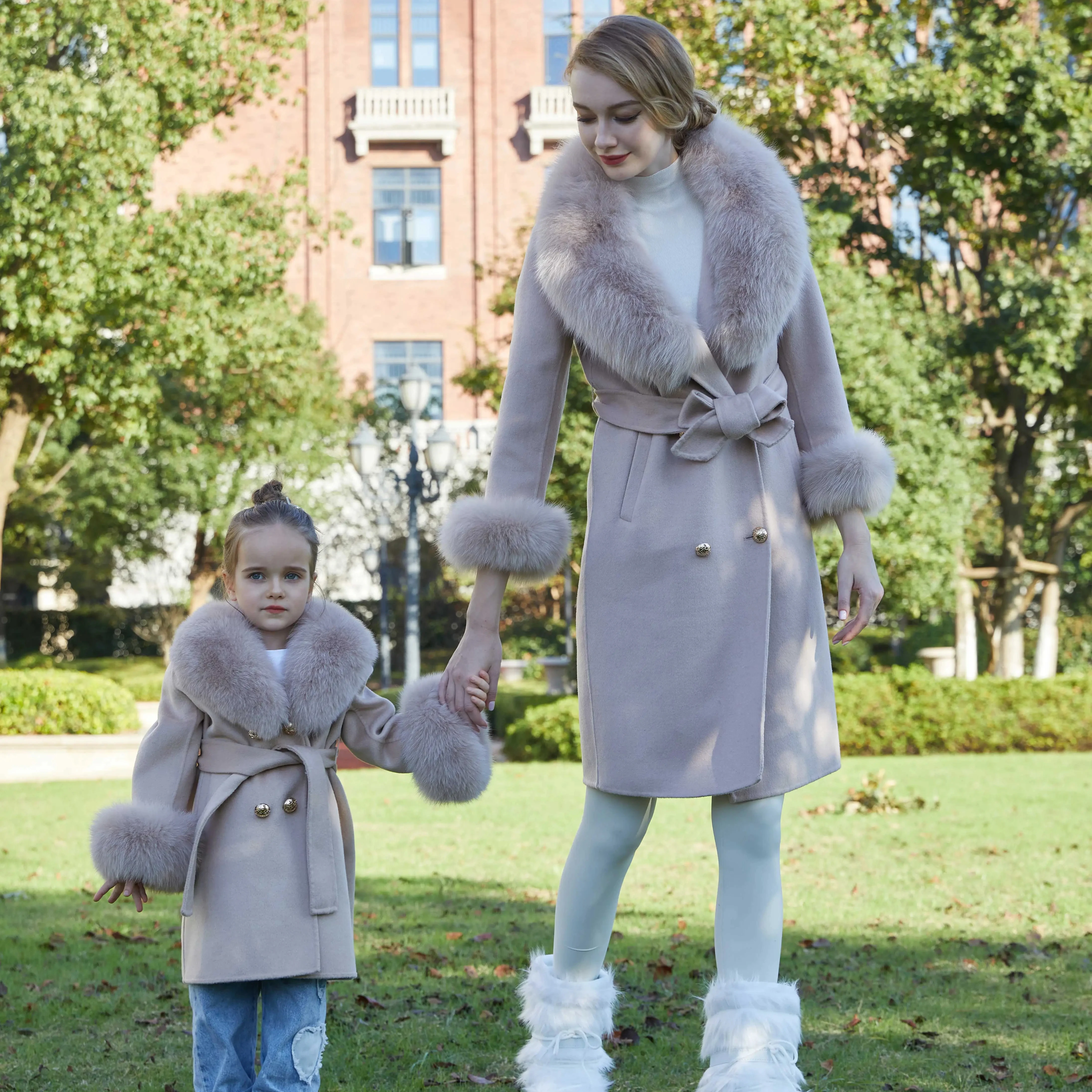 Janefur 2023 New Arrival Autumn Winter Solid Color Korean Loose Wool Girls Jacket Kids Cashmere Wool Coat