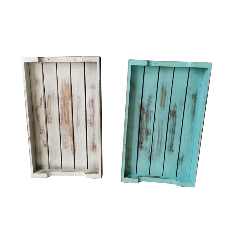 Индивидуальный многоцветный поднос для завтрака с двумя ручками, поднос для сервировки еды, дерево