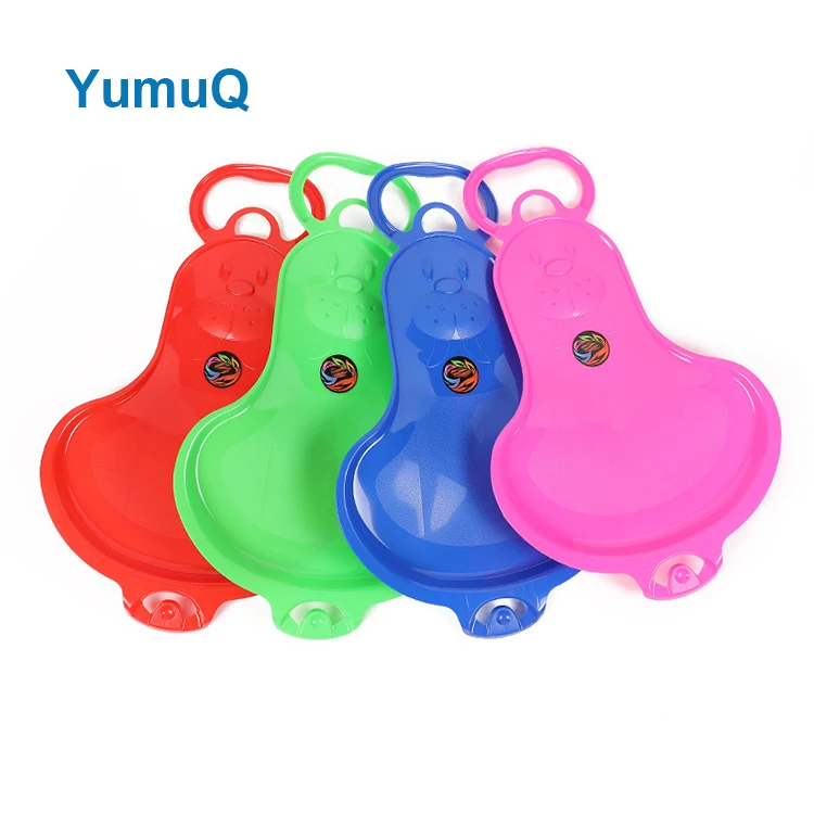 YumuQ Custom Color Flat Plastic Slide Plate Sled For Kids, Durable Snow Sled With Handles