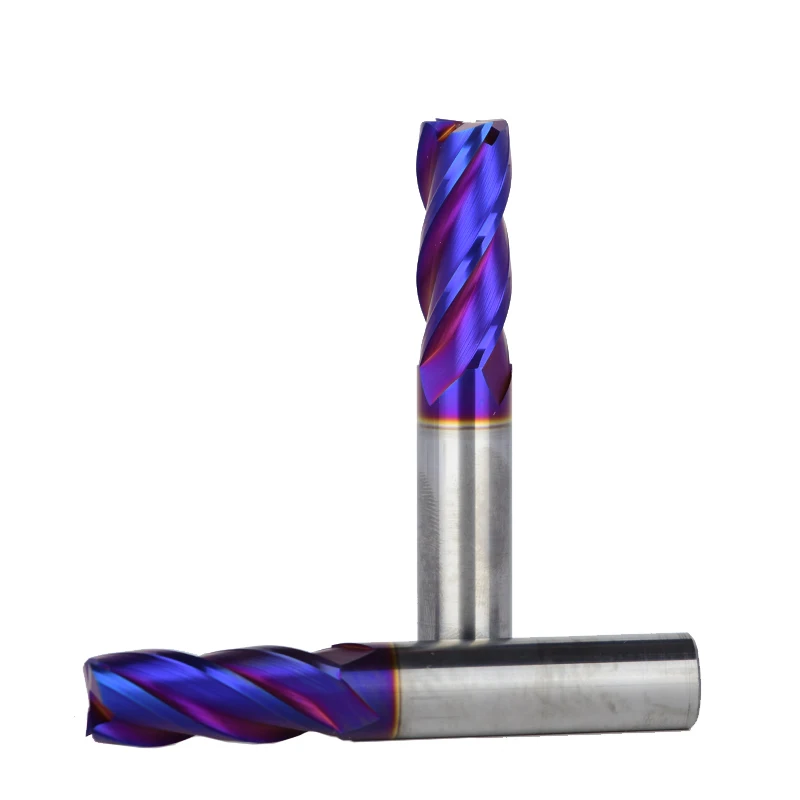Weix new product Tungsten carbide CNC machinary 4flutes Blue nano coating end mill for metal cutting