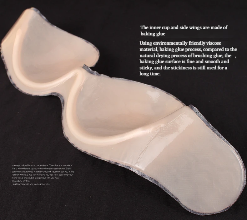 Women Lace Nude And Black Silicone Sticky Side Closure Push Up Deep U Push Up Brassiere Invisible Bra