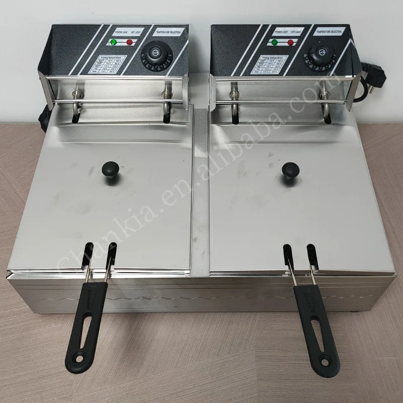 12L Double Tanks Commercial Stainless Steel Oil Fryer Electric Blast Furnace Deep Fryer For Hotel Fried Chicken Restaurant