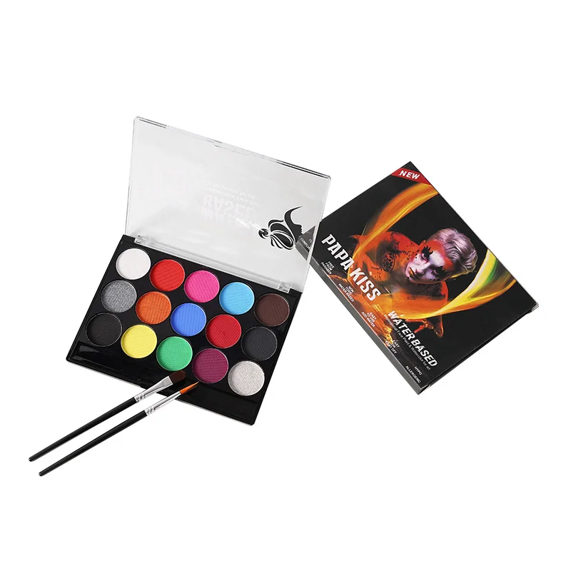 Customized 15 Colors Water-Based Long Lasting Neon Face & Body Paint Palette Halloween Makeup Non Toxic Washable Face Paint