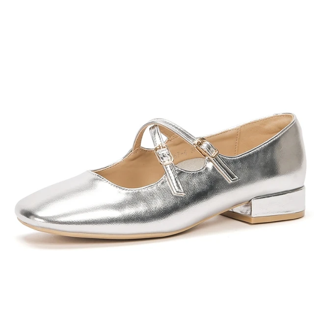 up-5092r 3cm Women Low Heel Shoes 2024 Summer Square Toe Slip on Casual Flats Outdoor Shoes for Ladies