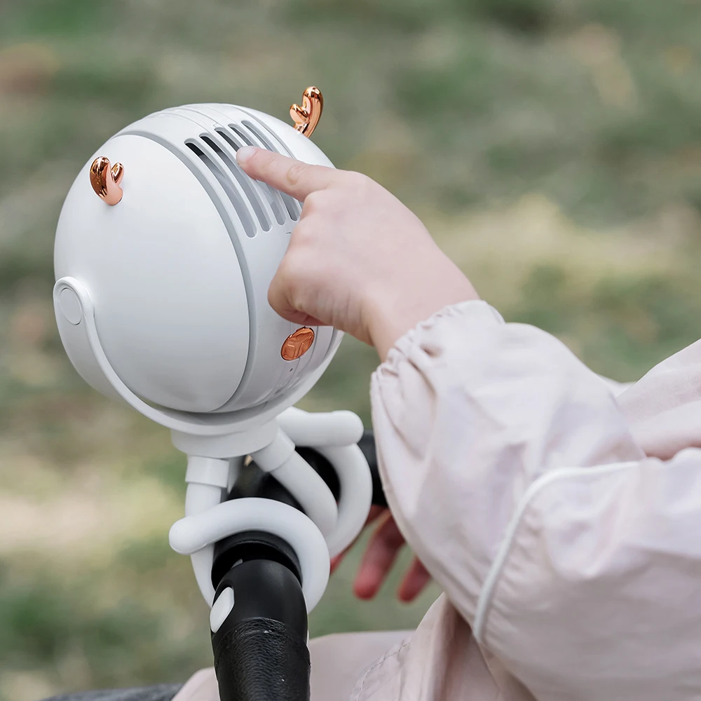 2022 New Battery Operated Portable Baby Stroller Fan Flexible Tripod Clip USB Handheld Personal Mini Bladeless Fan