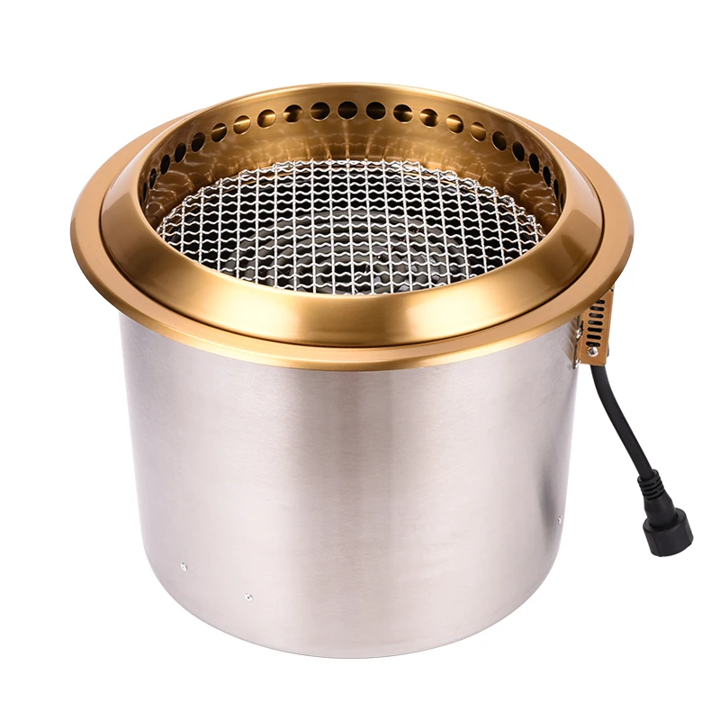 Round Japanese Style 2500w High Power Electroplated Stainless Steel Barbecue Grill Commercial Restaurant Electric Bbq Grill
