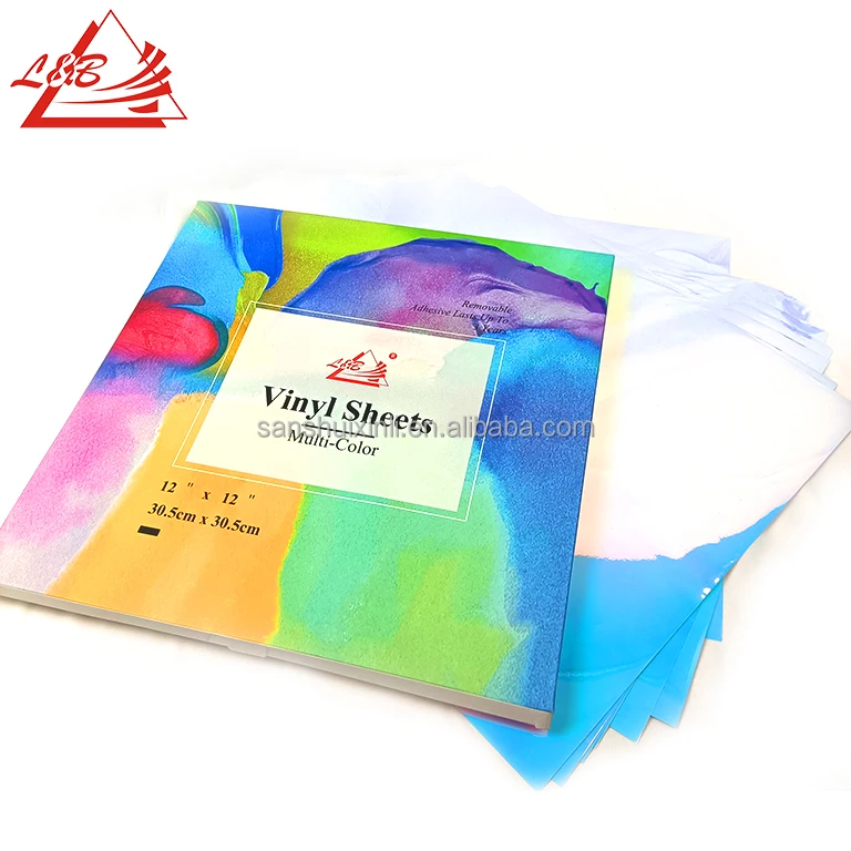 L&B Holographic Adhesive Vinyl Pack 30.5 x 30.5 cm Assorted Colors Laser Chrome Vinyl Works with All Cutter machine