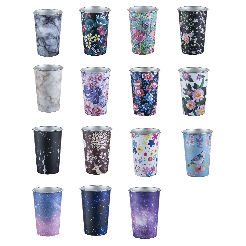 Wholesale Outdoor Custom Printed Coffee Mugs  Enamel Camping Drinking Tin Mug Promotional Beer Cup