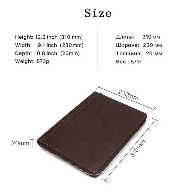 Portfolio with Metal Closure Organizer Genuine Leather Personalized Portfolio for Men & Women