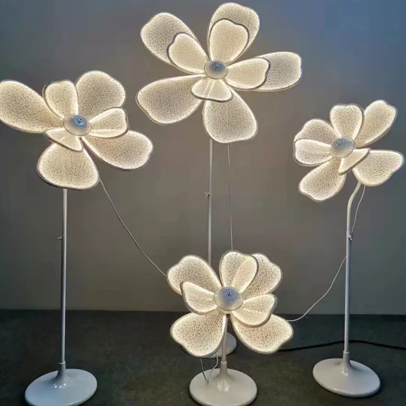 white warm peony lighting road lead luxury big led flower light Wedding Stage Prop Wedding Stage Window Decoration