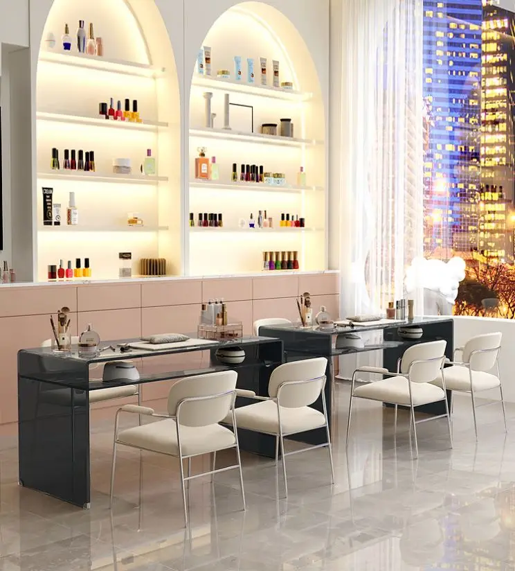 Nail Table Single Double Table Small Glass Surface Simple Double Desk Nail Work Table