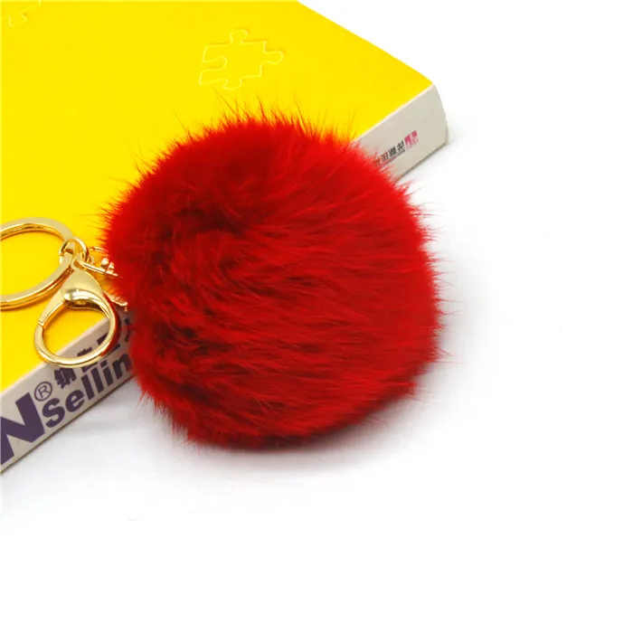 wholesale customized color rabbit fur ball key chain