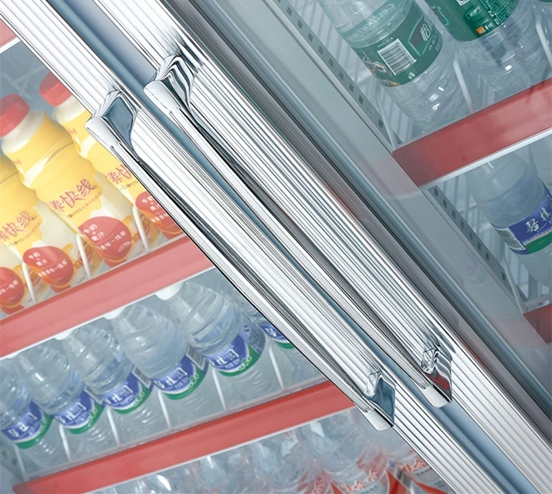 Supermarket Commercial  Upright Glass Door Cold Energy Drink Beverage Display Refrigerator Freezer
