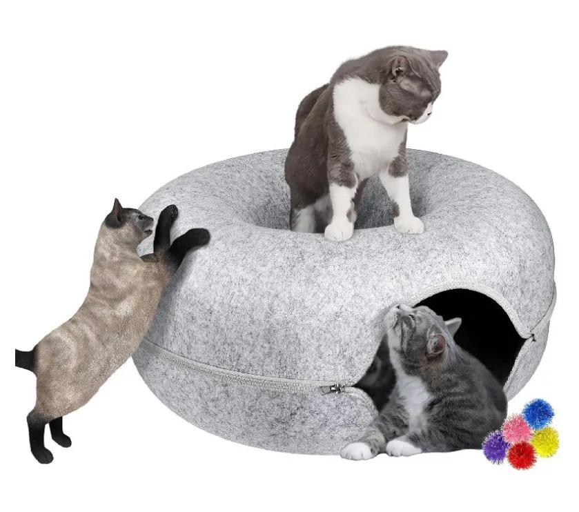 Modern Eco-friendly Cat Cave  High Quality Felt and Wool Soft Home Style Comfortable Cat Tunnel Bed for Cats