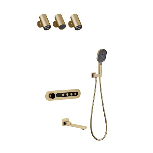 Concealed thermostatic dual handle shower mixer chrome led digital rain shower bathroom mixer bathroom black