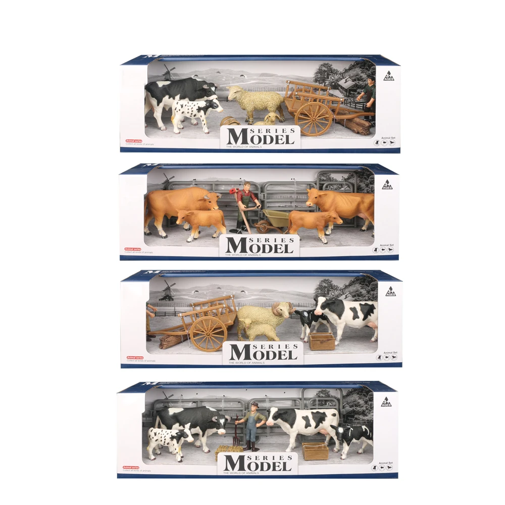 Домашний декор, набор игрушек для животных из фермы, пластиковые фигурки коров с овечкой