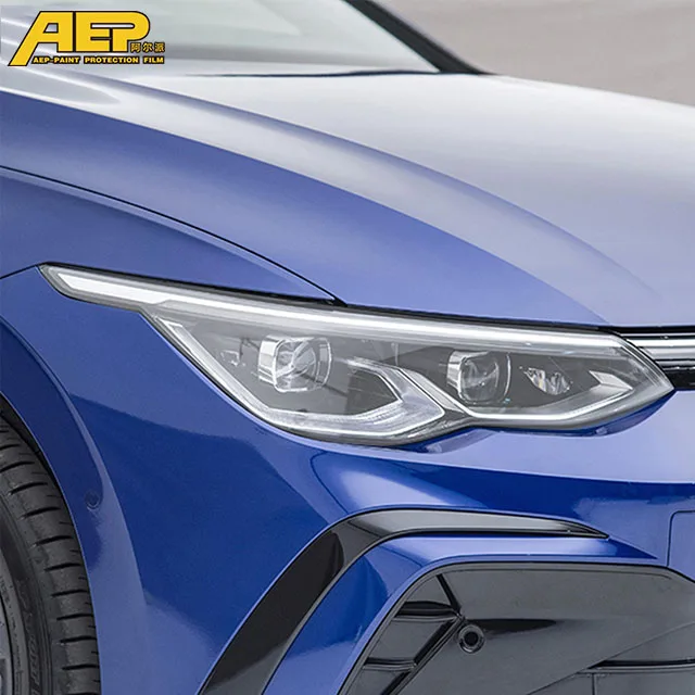 AEP Car Headlight Protective Tint Film Smoke Black Transparent TPU Sticker For Volkswagen VW Golf 8 MK8 R Line GTI 2020 2021