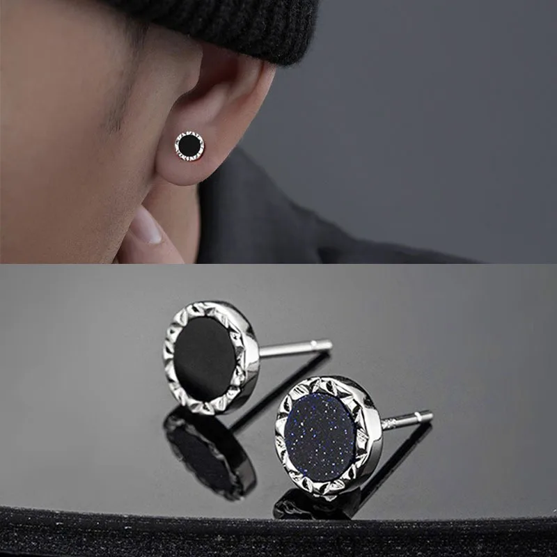 Retro style factory wholesale jewelry brass customize piercing men Hiphop stud fashion earrings 2023