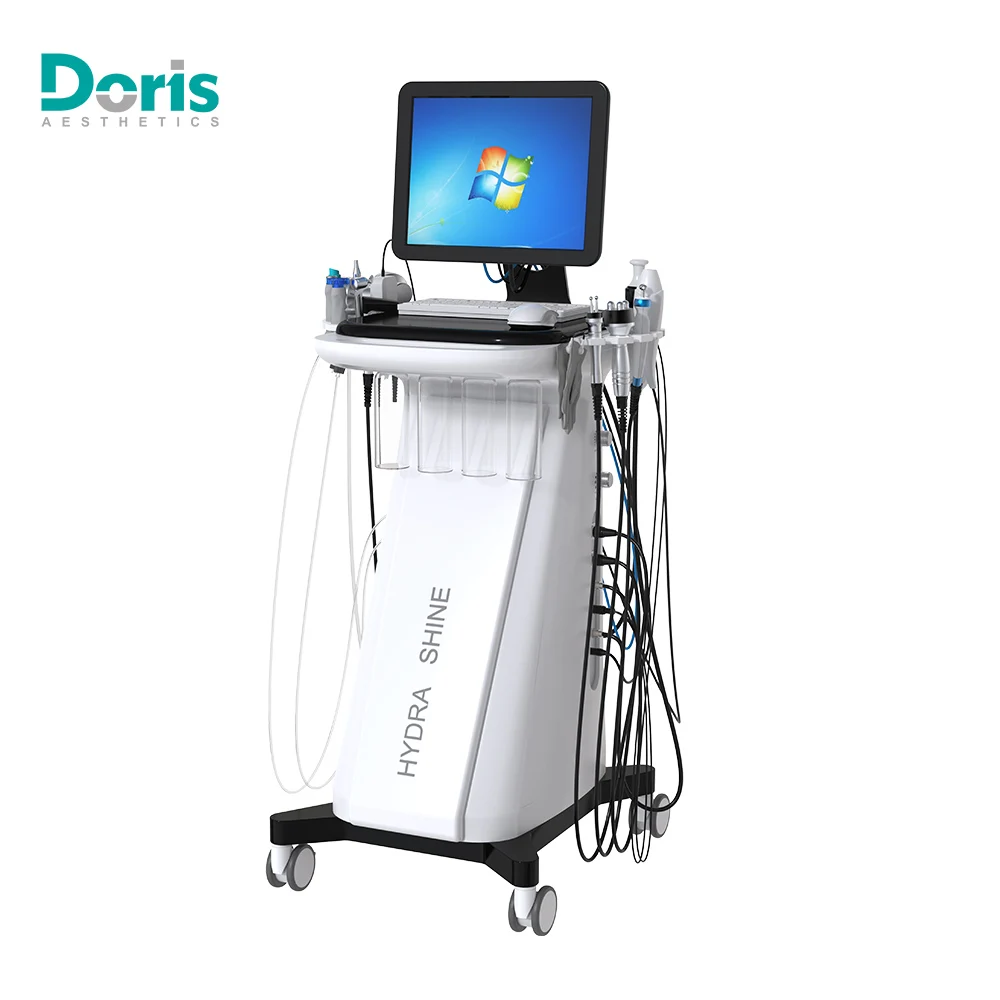 New Computer System Skin Analyzer 13 in 1 Hydra Shine Micro Dermabrasion Facial Skin Care Diamond Oxygen Peel SPA Beauty Machine