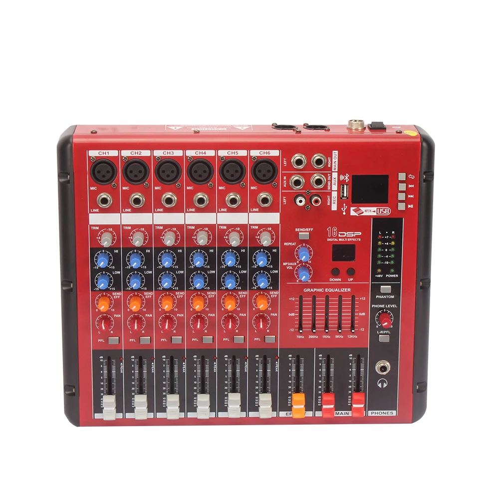 Audio Mixer SMR601 6 Channel USB Interface Controller Best Sound  Effect Mixer DJ Console For Home And KTV Music Karaoke